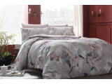 Set lenjerie de pat digital satin "Lyric" p/u 2 pers, 200x220 cm, gri, 6 pcs