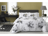 Set lenjerie de pat digital satin "Lorraine", p/u 2 pers., 200*220 cm, gri, 6 pcs