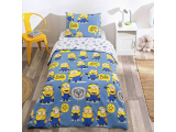 Set lenjerie pt adolescenti Ranforce  Minions Bananas", 160x220 cm, 3 piese